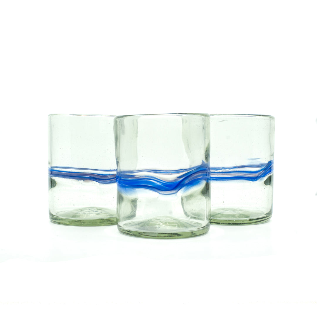 Mexican Tumbler - Clear w/Blue Accent  - 4"