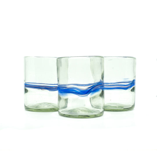 Mexican Tumbler - Clear w/Blue Accent  - 4"