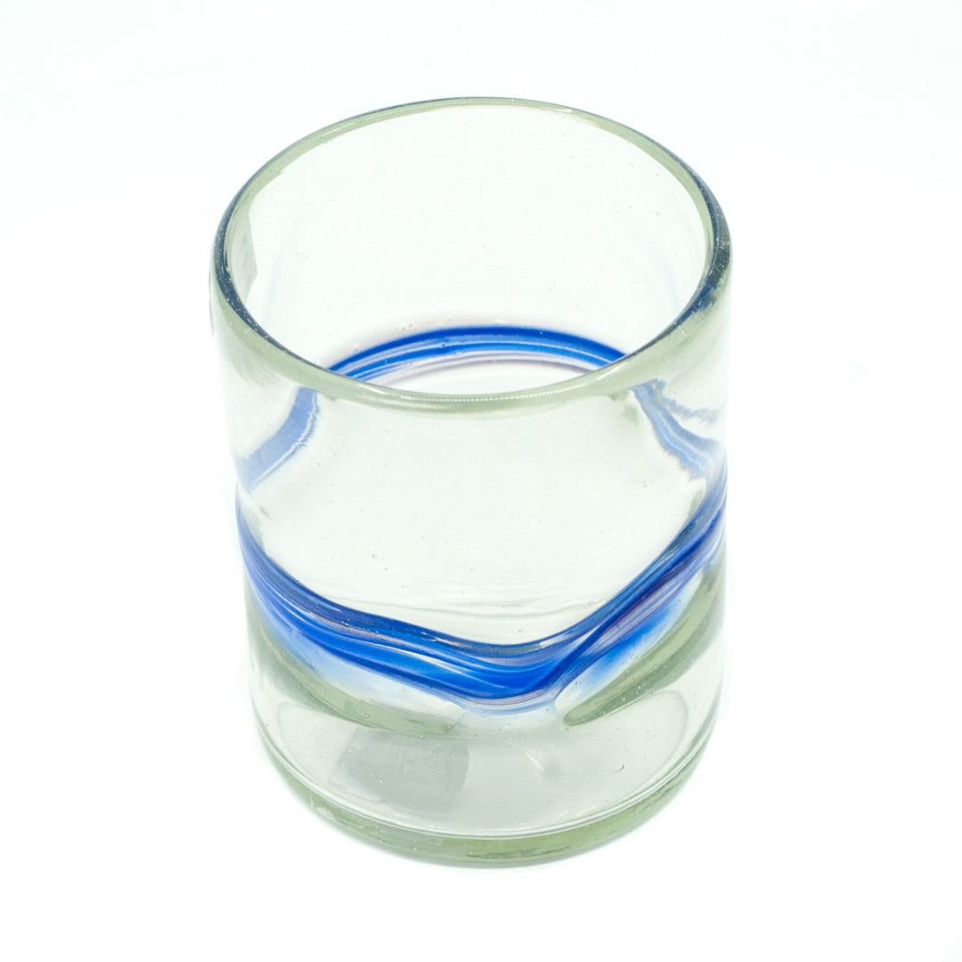Mexican Tumbler - Clear w/Blue Accent  - 4"