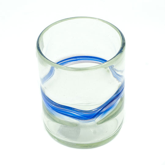Mexican Tumbler - Clear w/Blue Accent  - 4"