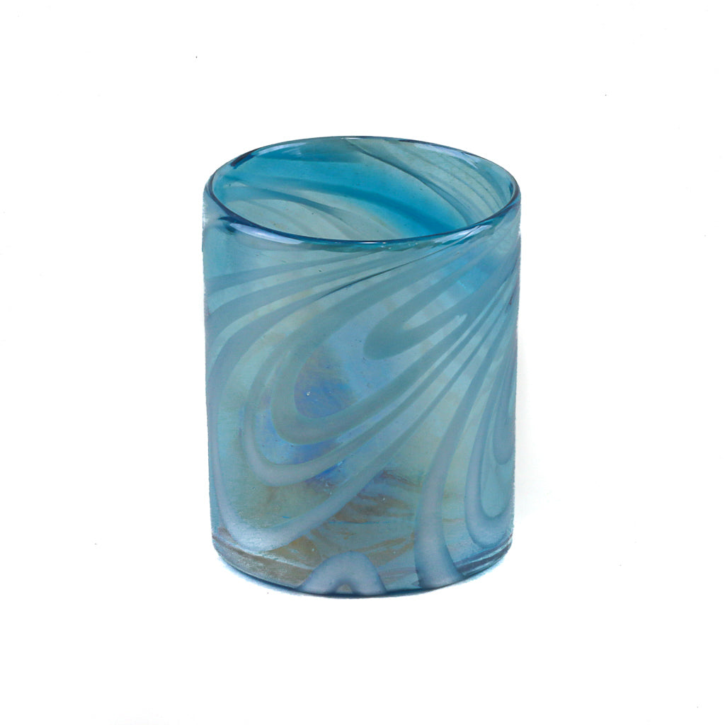 Mexican Tumbler - Aqua & White Swirl Lustre - 4"