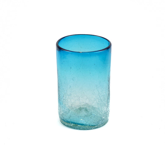 Mexican Water Glass - Aqua Crackle - 5"