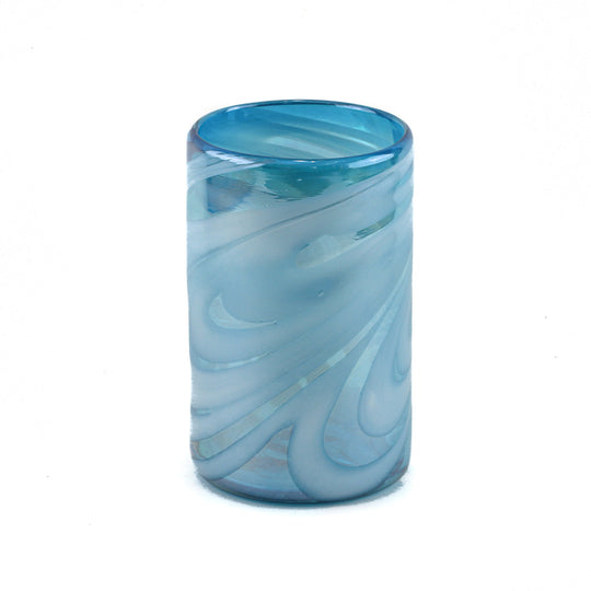 Verre à eau mexicain, Aqua & White Swirl Luster, 5"