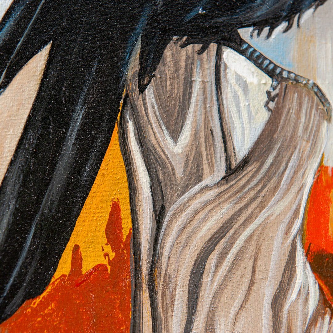 Peinture : Acrylique Sur Toile - Corbeau Perché