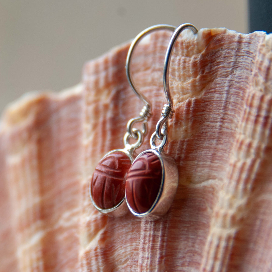 Petite Boucle d'Oreille Jaspe Ovale