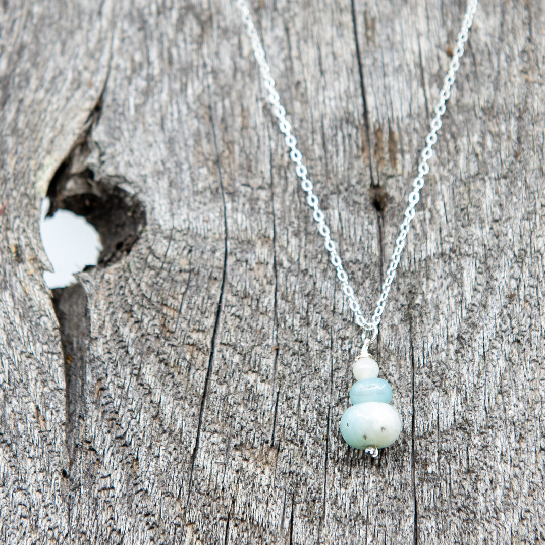 Collier en Argent Stacked Stone - Bleu/Gris
