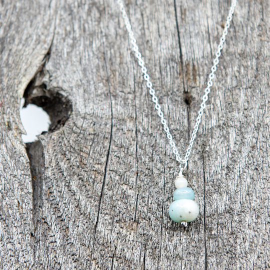 Collier en Argent Stacked Stone - Bleu/Gris
