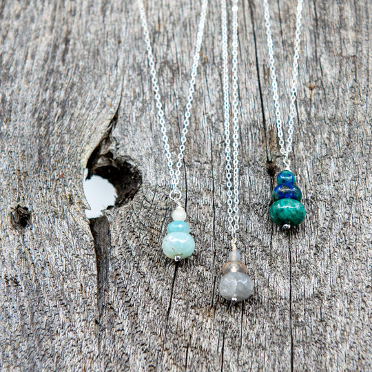 Collier en Argent Stacked Stone - Bleu/Gris