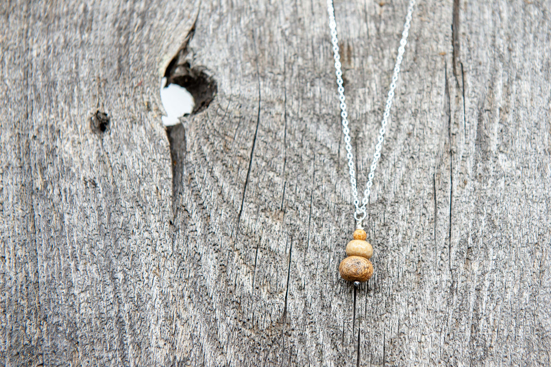 Collier en Argent et Pierres Empilées - Naturel/Rose