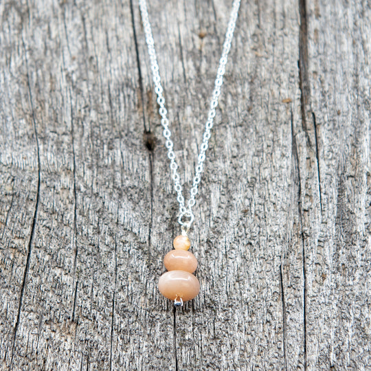 Collier en Argent et Pierres Empilées - Naturel/Rose