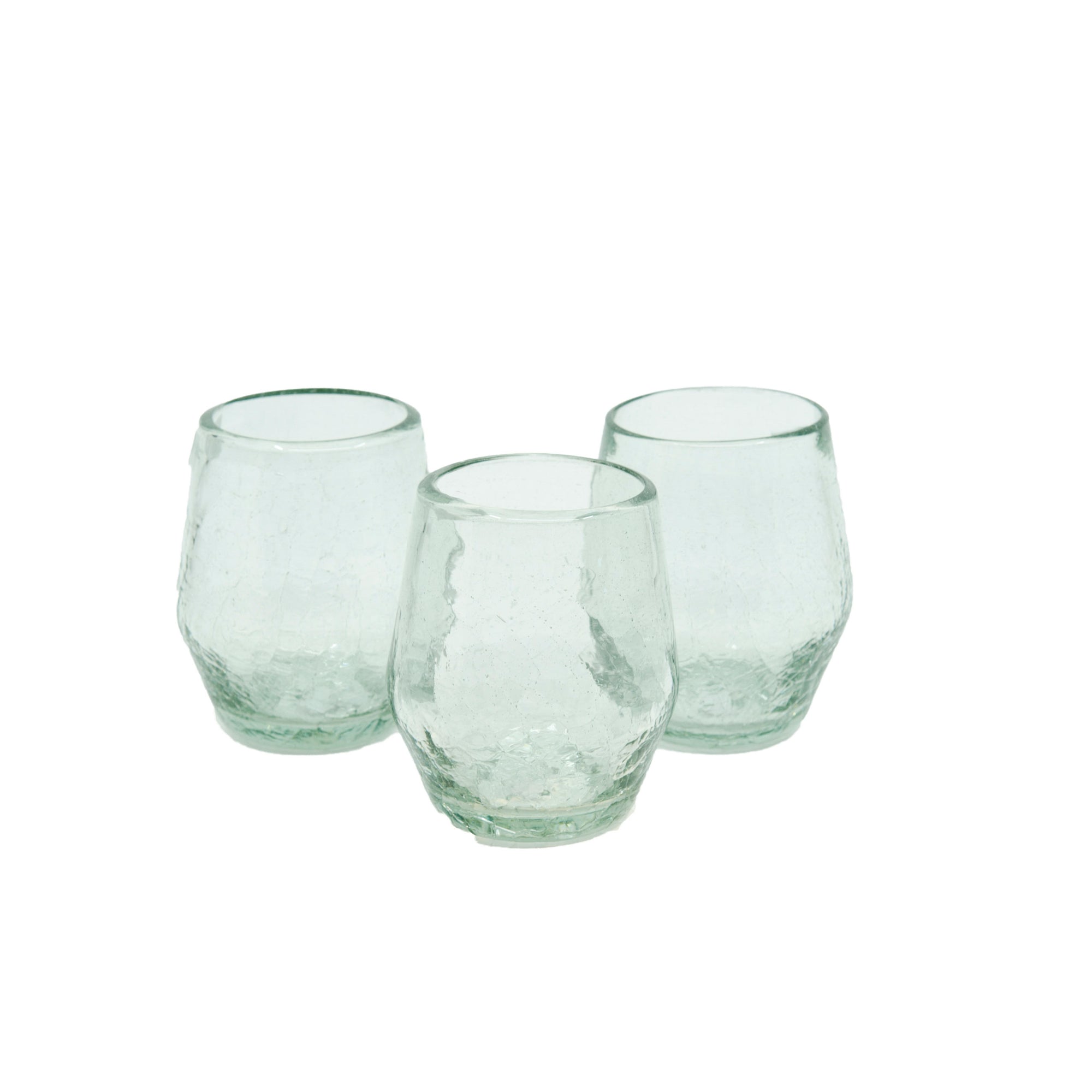 Mexican Stemless Wine Glass - Clear Crackle - 4.5"