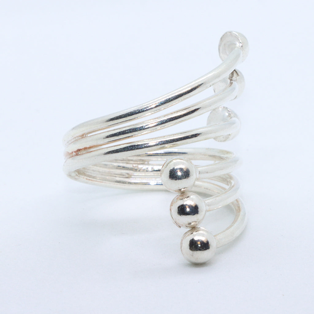 Balinese Sterling Silver Wrap Ring with Balls