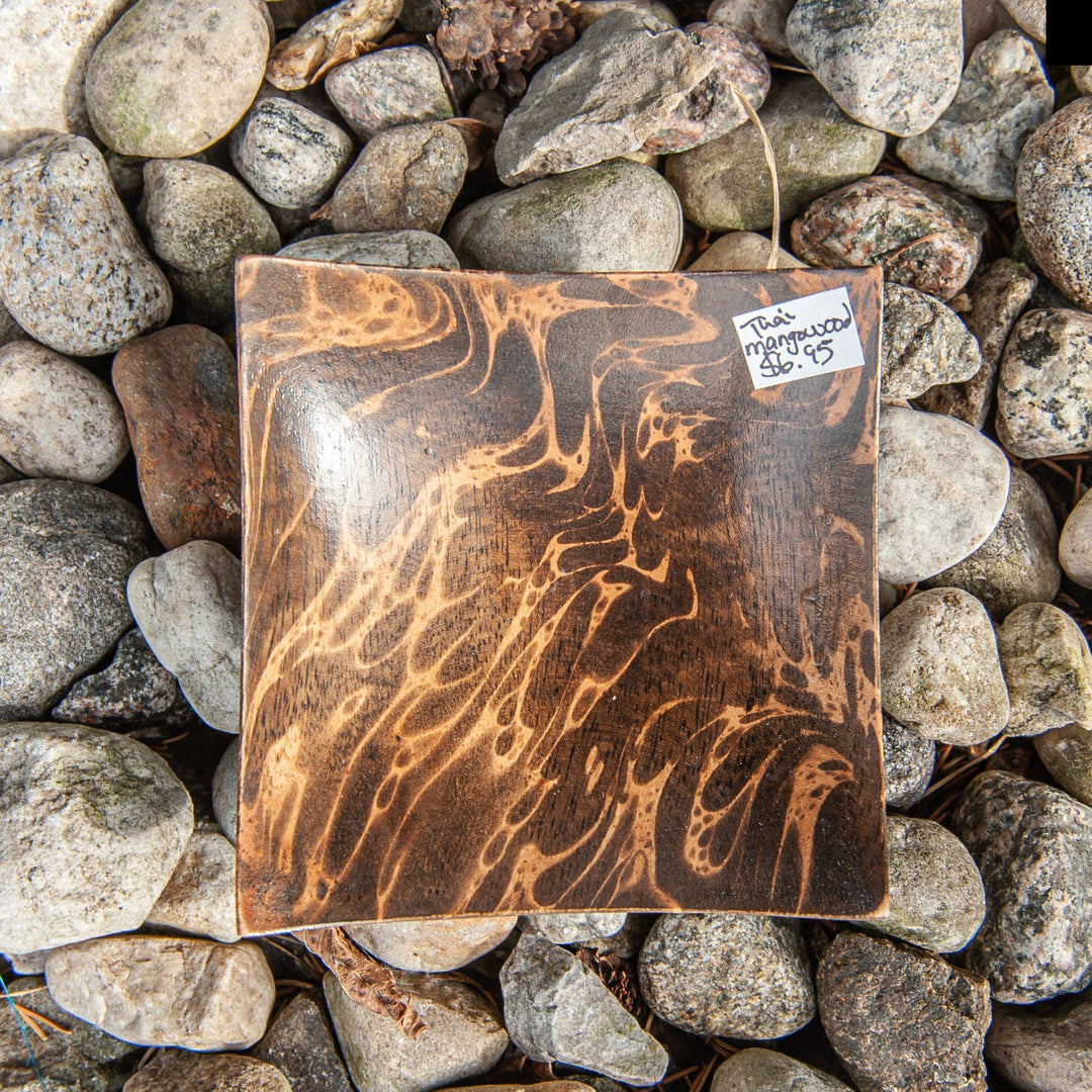 Mango Wood Small Square Plate - 4" (Tiger)