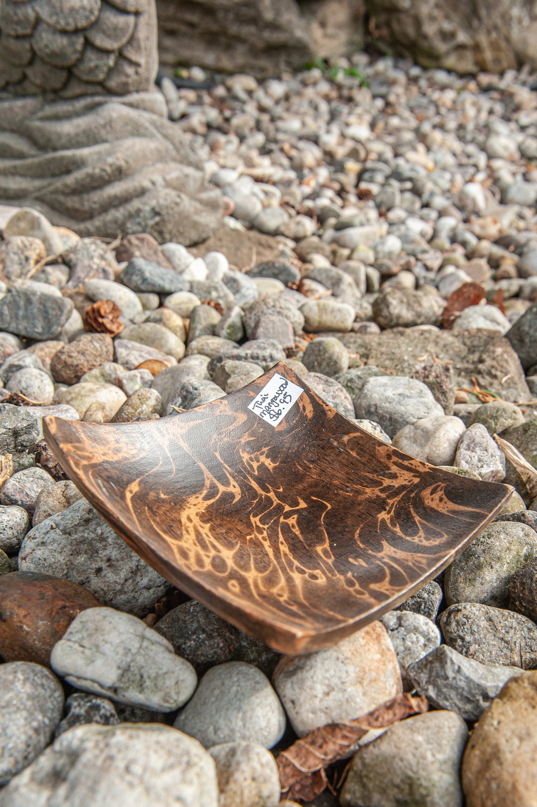 Mango Wood Small Square Plate - 4" (Tiger)