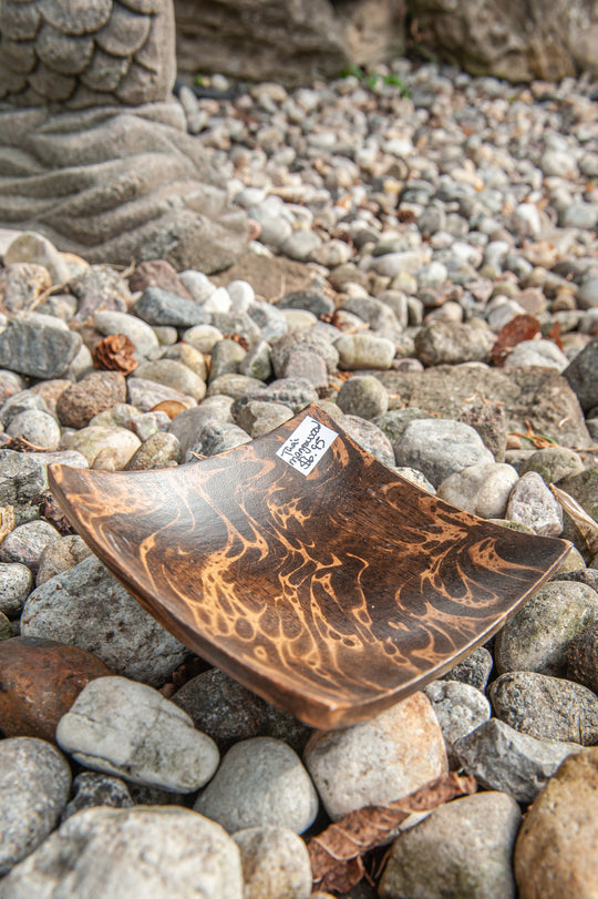 Mango Wood Small Square Plate - 4" (Tiger)