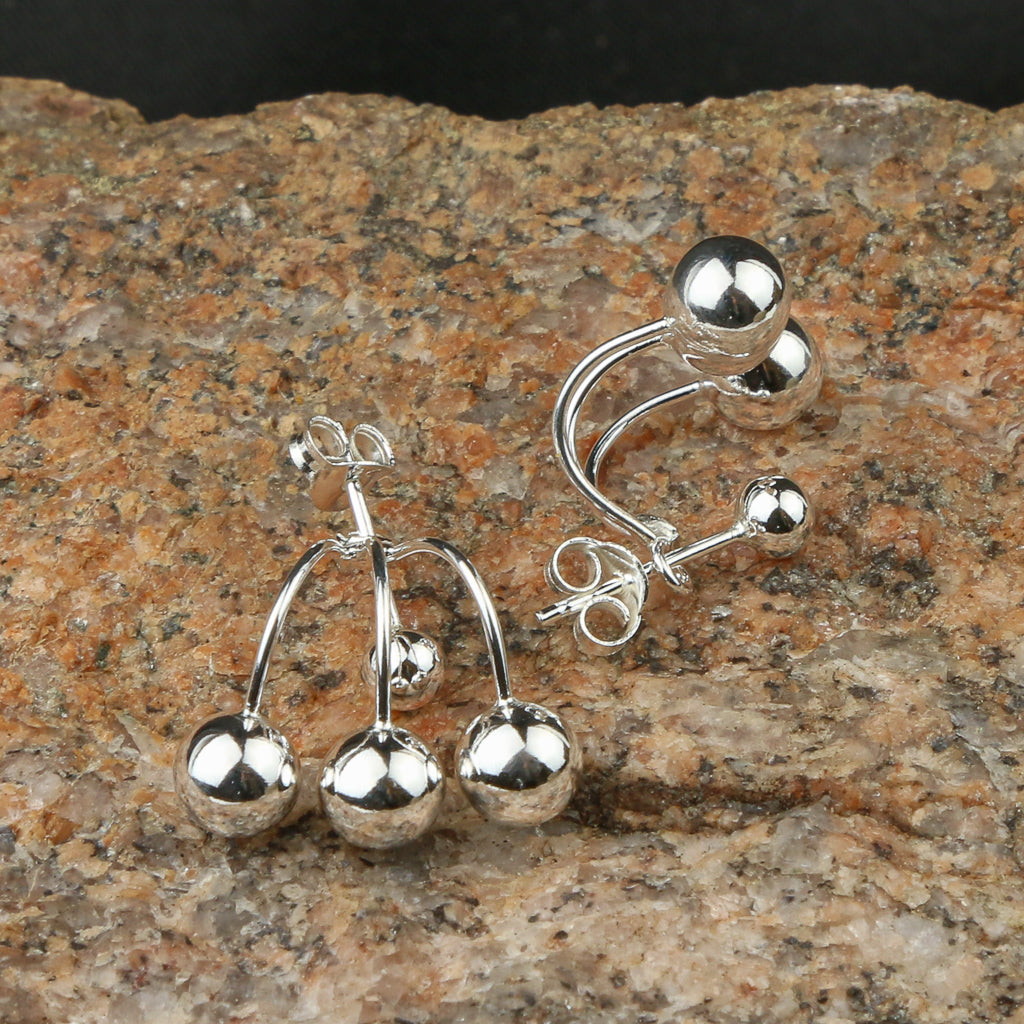 Three Ball Silver Stud Earring