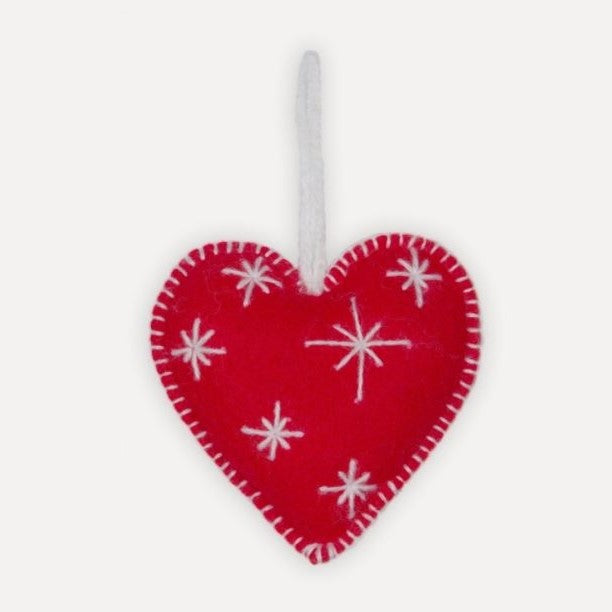 Hand Embroidered Ornament - Heart