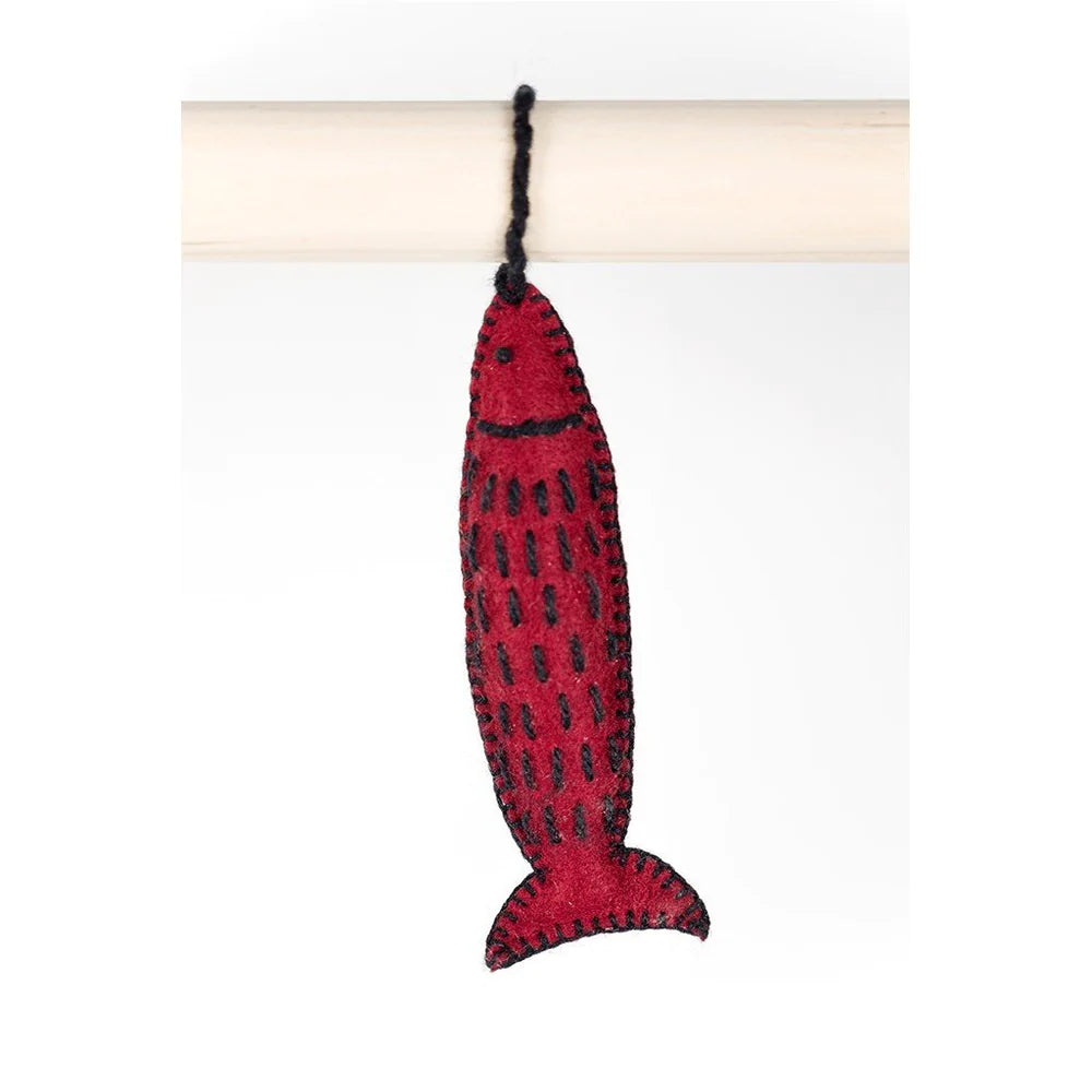 Hand Embroidered Ornament - Red Fish
