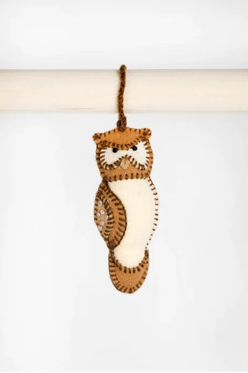 Hand Embroidered Ornament - Owl
