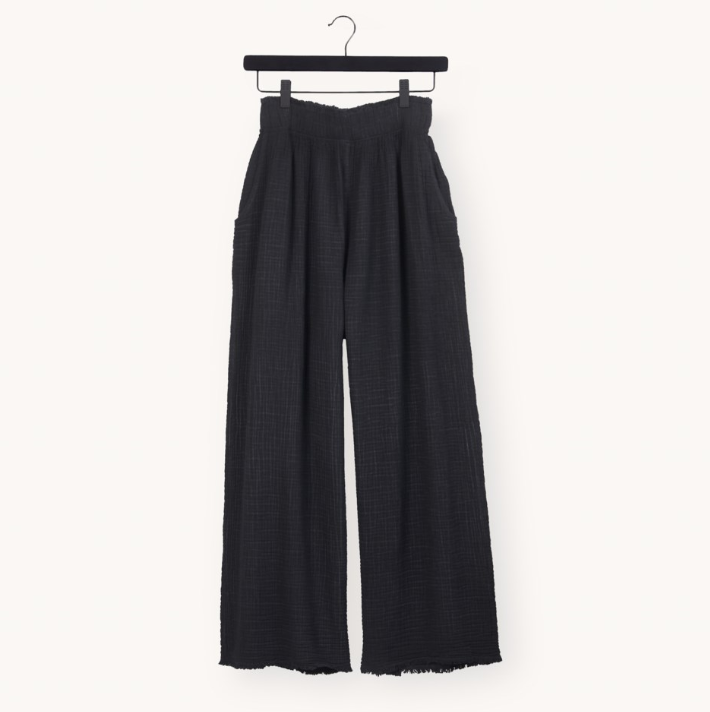 Crinkle Crop Palazzo Pant- One-Sized - Black