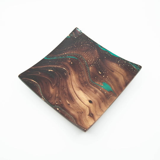 Mango Wood Medium Square Plate - 7" (Turquoise)