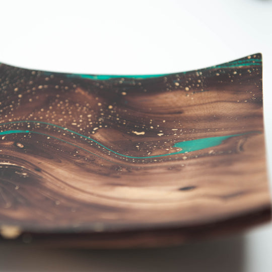 Mango Wood Medium Square Plate - 7" (Turquoise)