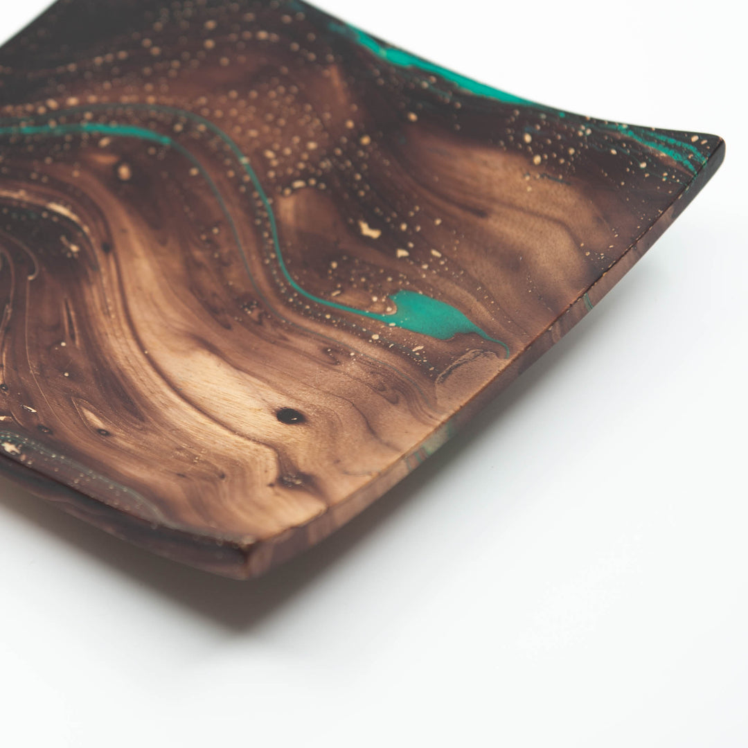 Mango Wood Medium Square Plate - 7" (Turquoise)