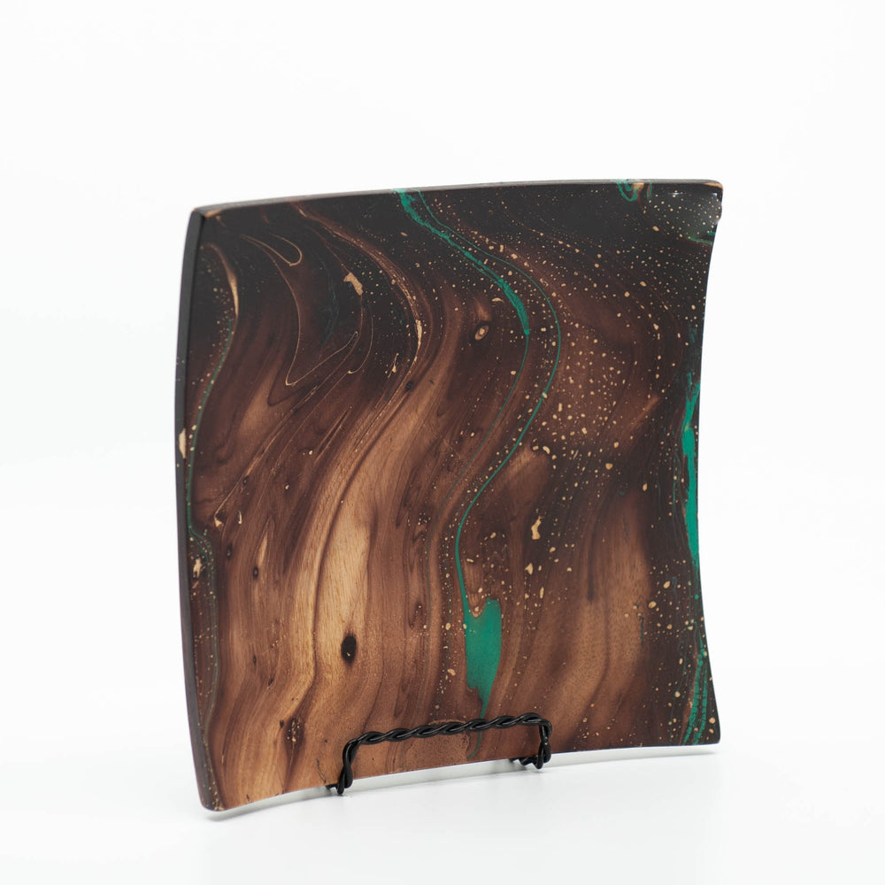 Mango Wood Medium Square Plate - 7" (Turquoise)