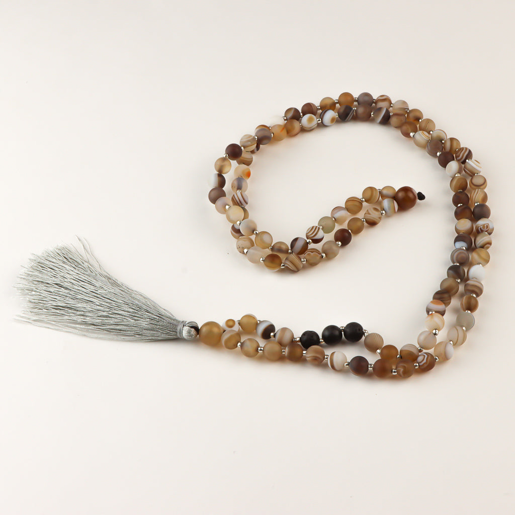Mixed Agate & Lavastone Mala Beads - 6mm