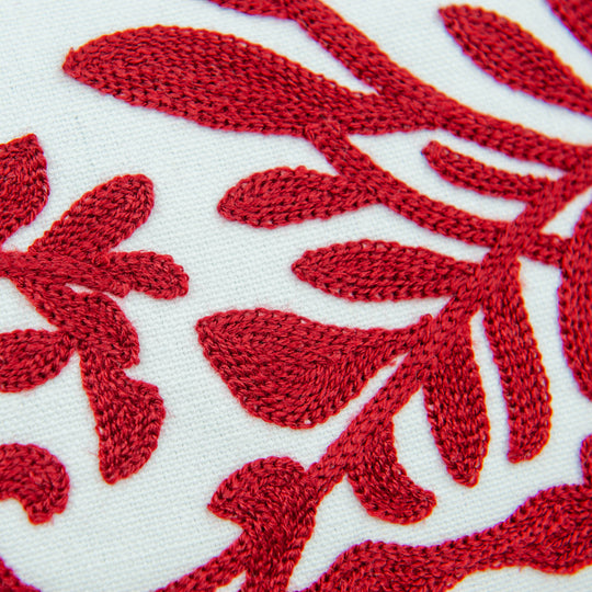 Embroidered Pillow Cover - Red
