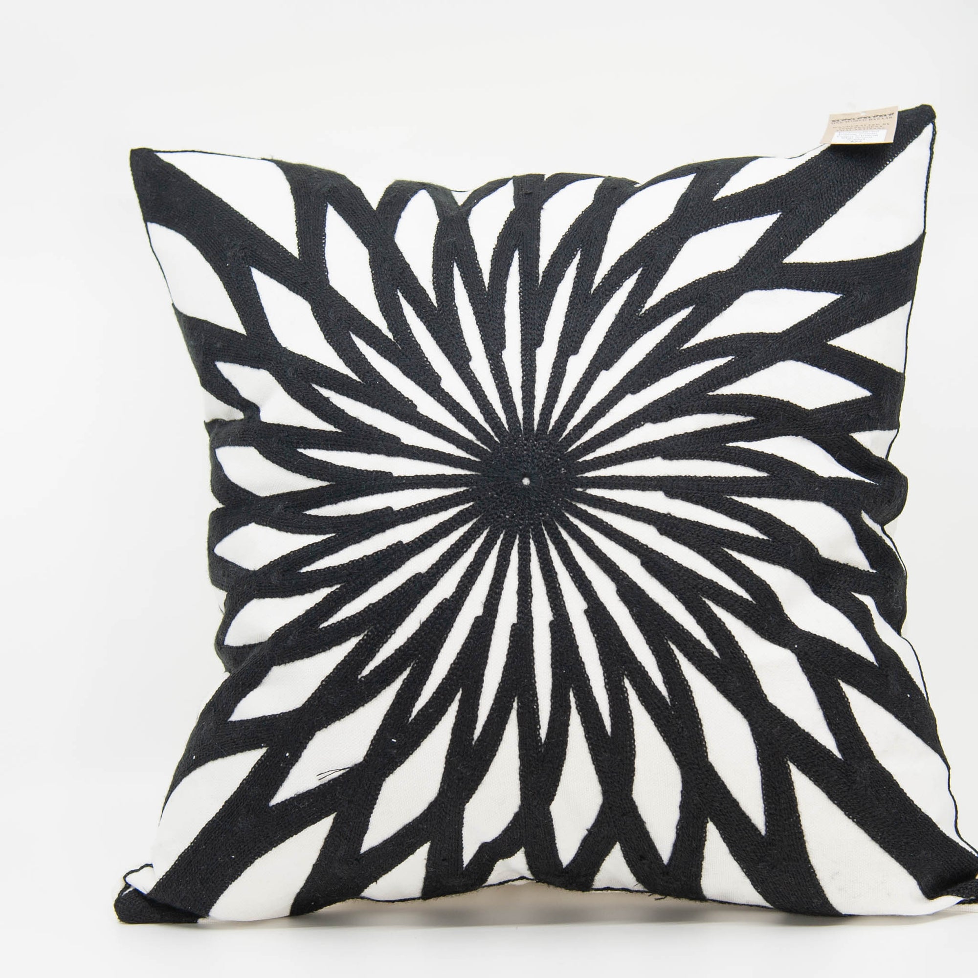 Embroidered Pillow Cover - Black Pattern