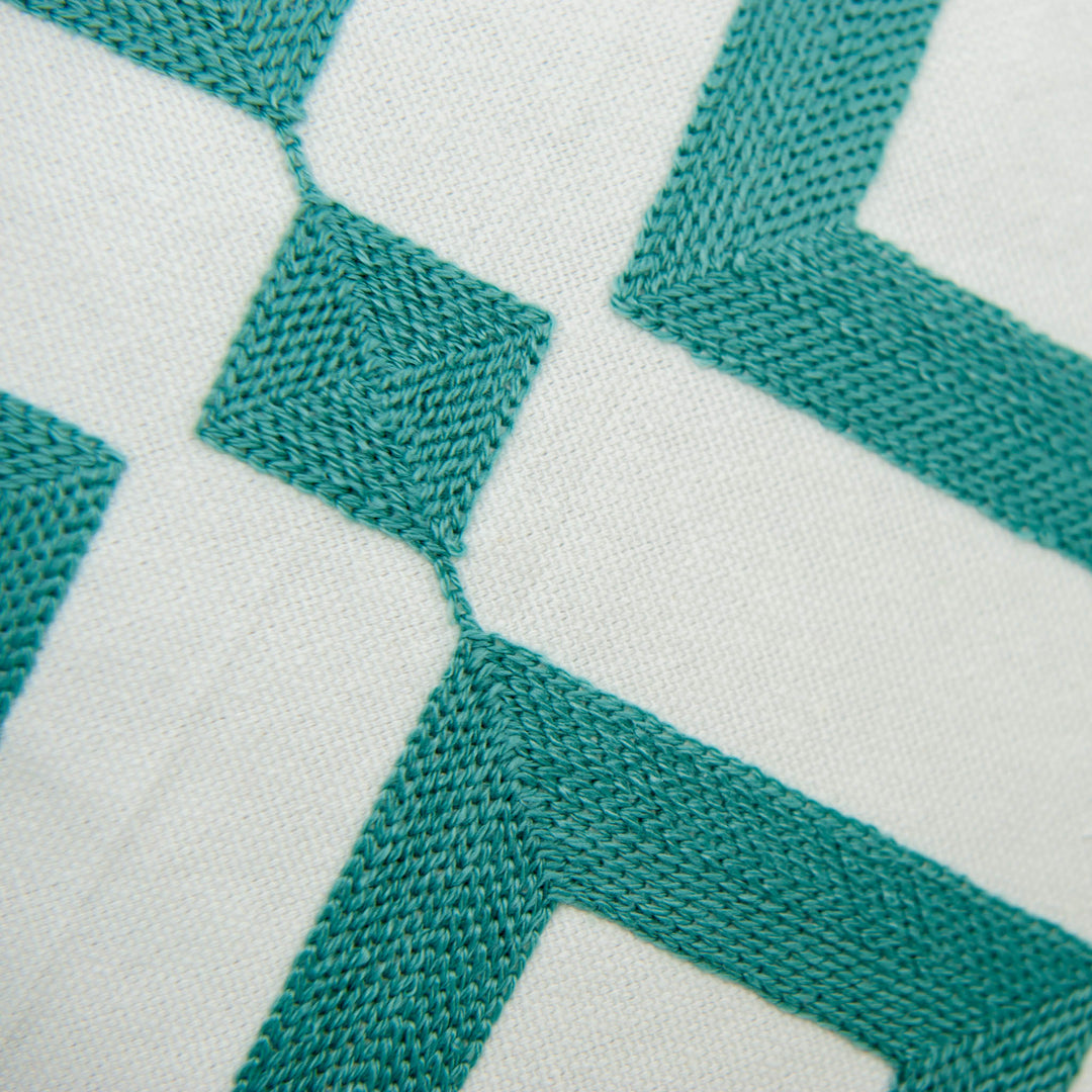 Embroidered Pillow Cover - Blue Diamond