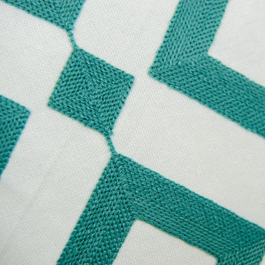 Embroidered Pillow Cover - Blue Diamond