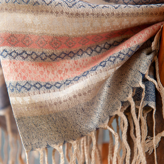 Stripe Pattern Scarf - Pink/Blue