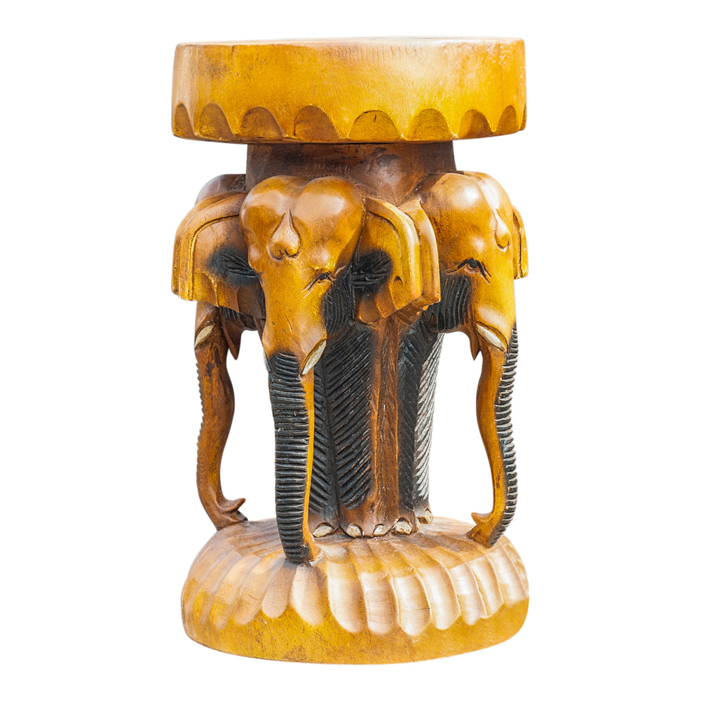 Tabouret 4 têtes d'éléphant