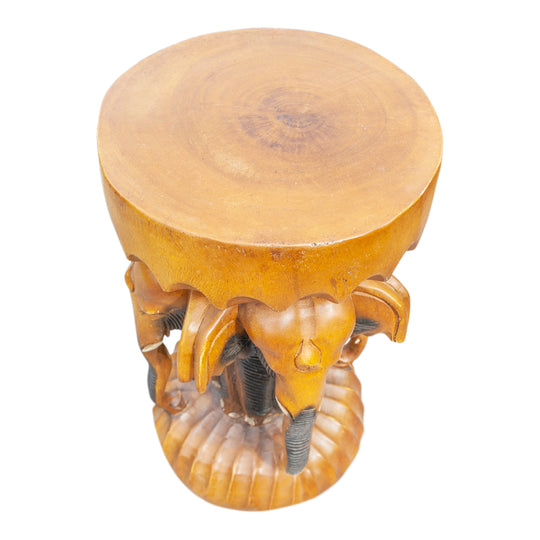 Tabouret 4 têtes d'éléphant