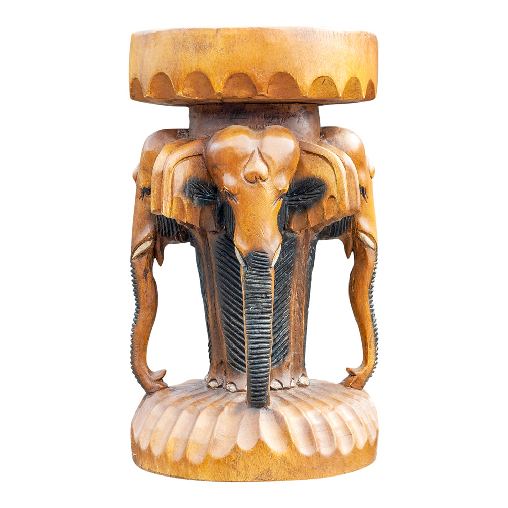 Tabouret 4 têtes d'éléphant
