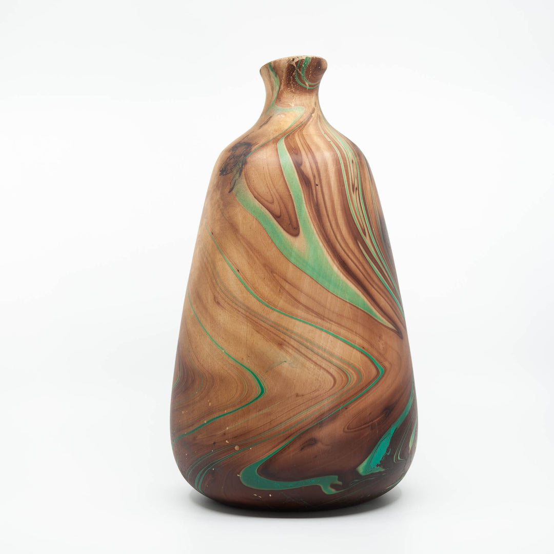 Mango Wood Diffuser Vase- 14" (Turquoise)