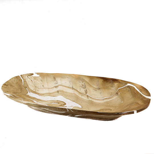 Mango Wood Oblong Leaf Platter - 9" x 20" (Latte)