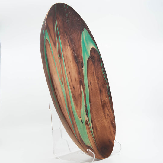 Mango Wood Large Oval Plate-18" (Turquoise)