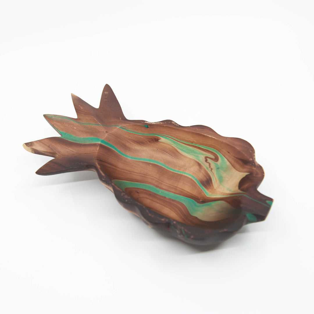 Plat d'ananas en bois de manguier-10" (Turquoise)