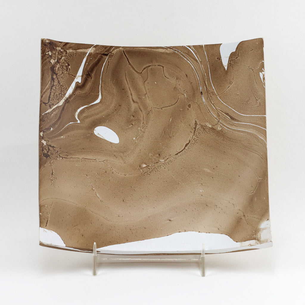 Assiette Carrée Moyenne en Bois de Manguier - 7" (Latte)