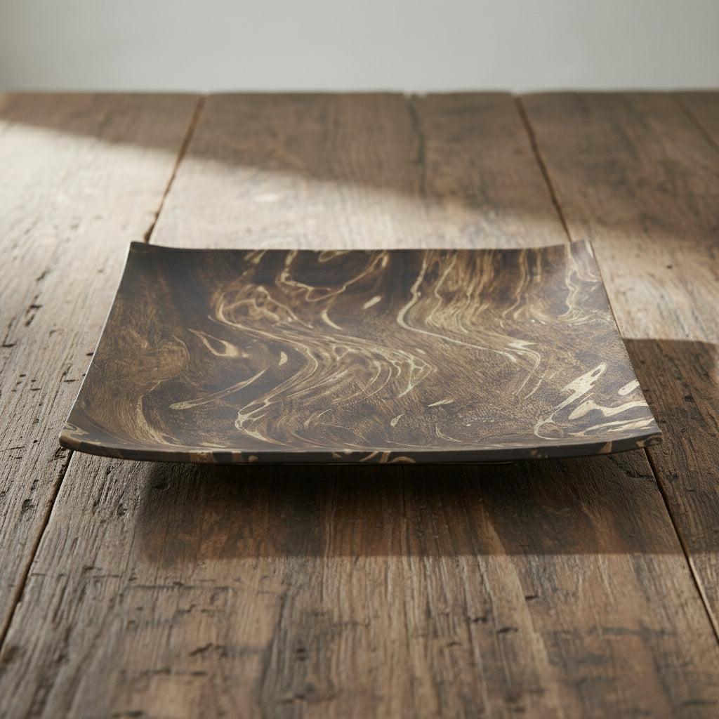 Mango Wood Large Square Plate - 12" (Old Wood)