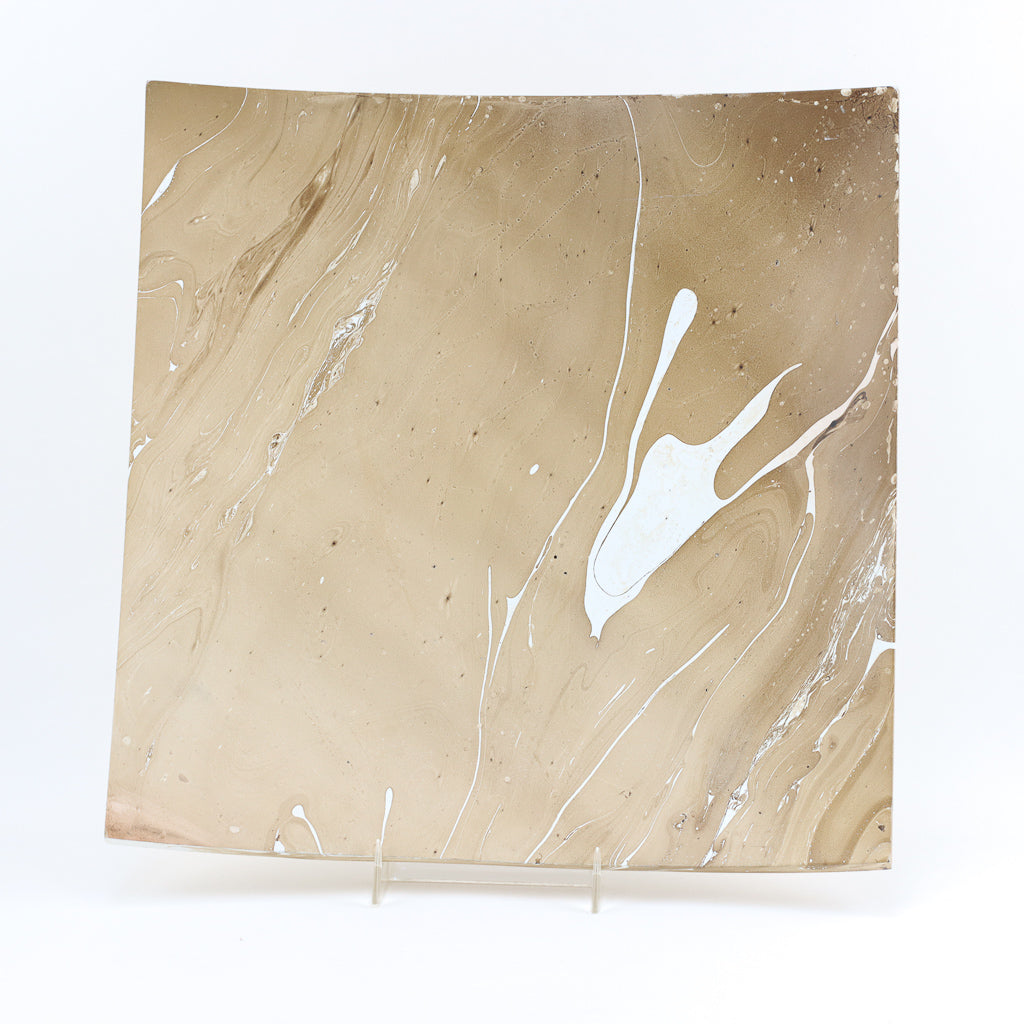 Grande assiette carrée en bois de manguier - 12" (Latte)
