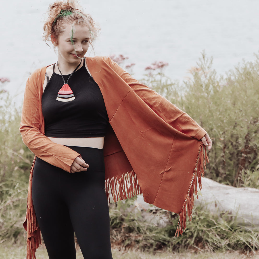 Fringed 'Suede' Jacket- Caramel