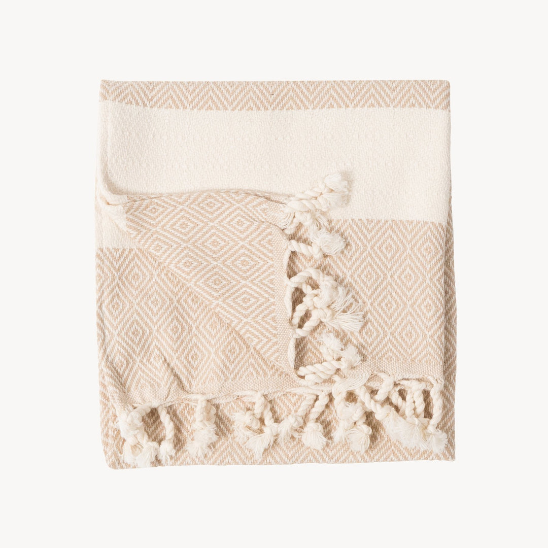 Turkish Hand Towel - Diamond - Cream