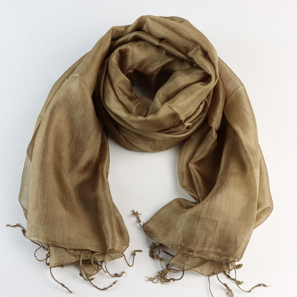 Vietnamese Silk Scarf - Coffee