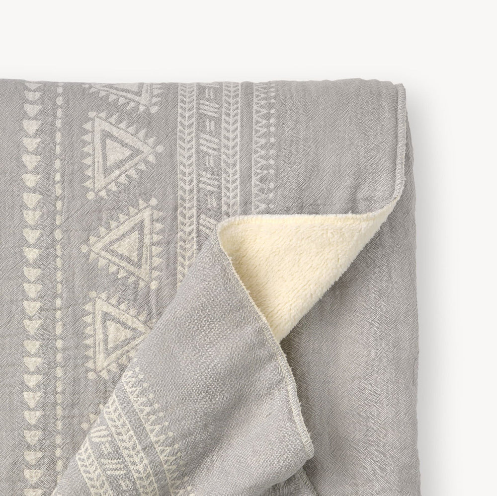 Turkish Fleece-Lined Throw - Devon - Light Grey