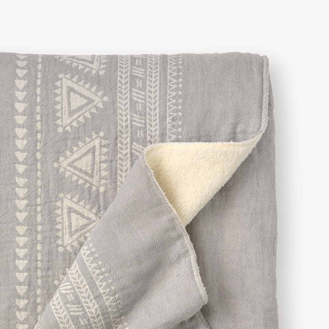 Turkish Fleece-Lined Throw - Devon - Light Grey
