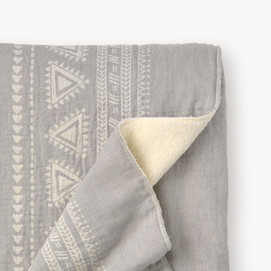 Turkish Fleece-Lined Throw - Devon - Light Grey